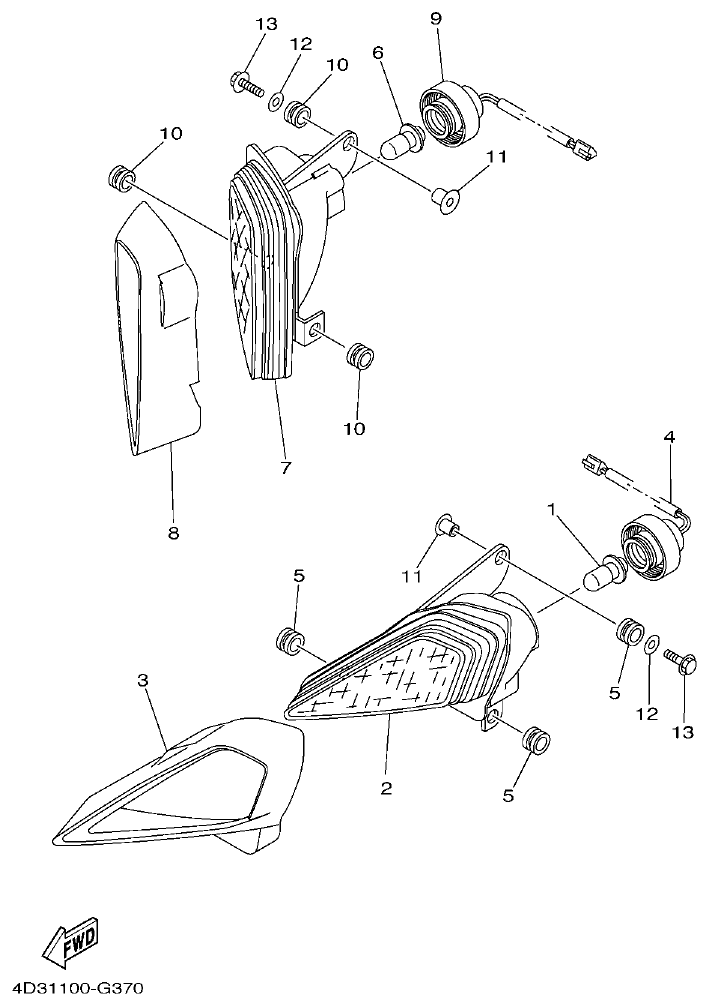 Yamaha 250RAP HEADLIGHT parts diagram